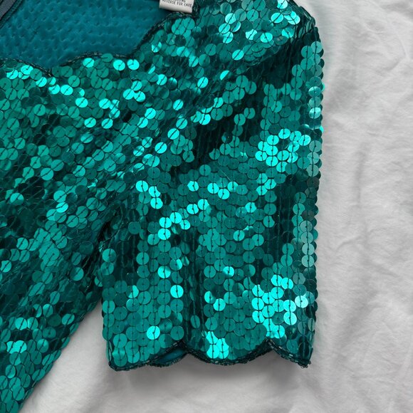VINTAGE 80s Emerald Green Niteline Della Roufogali Sequin Cocktail Dress Sz 4 - Picture 9 of 15